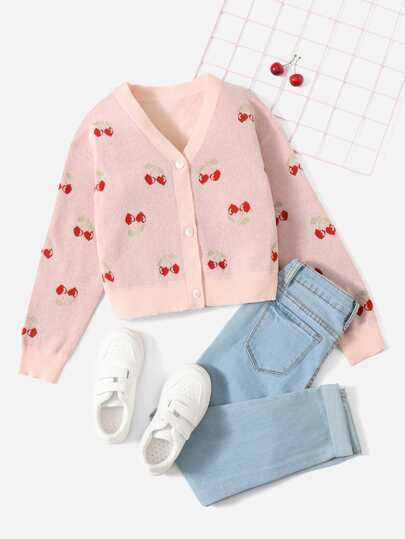 SHEIN Girls Cherry Pattern Cardigan
   SKU: sk2206094104845544      
          (4 Reviews)
      ... | SHEIN