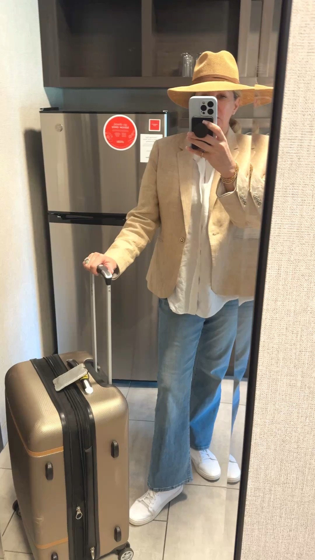 Elevated casual travel look. This white linen button down is my all time favorite. It's definitely a splurge but my girl math makes its cost per wear so justified. I always reach for this one because of its quality.

#LTKOver40 #LTKTravel #LTKMidsize