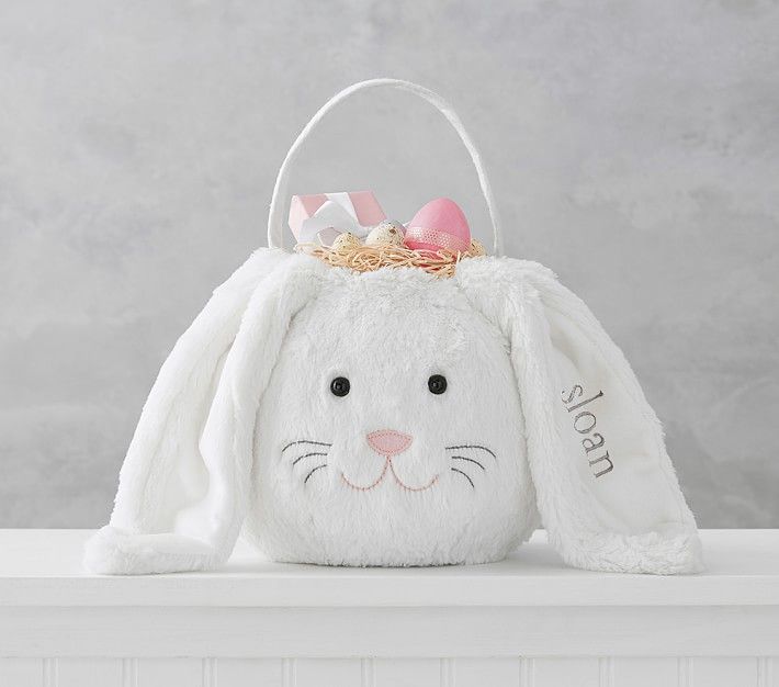 White Long-Ear Bunny Easter Treat Buckets | Pottery Barn Kids