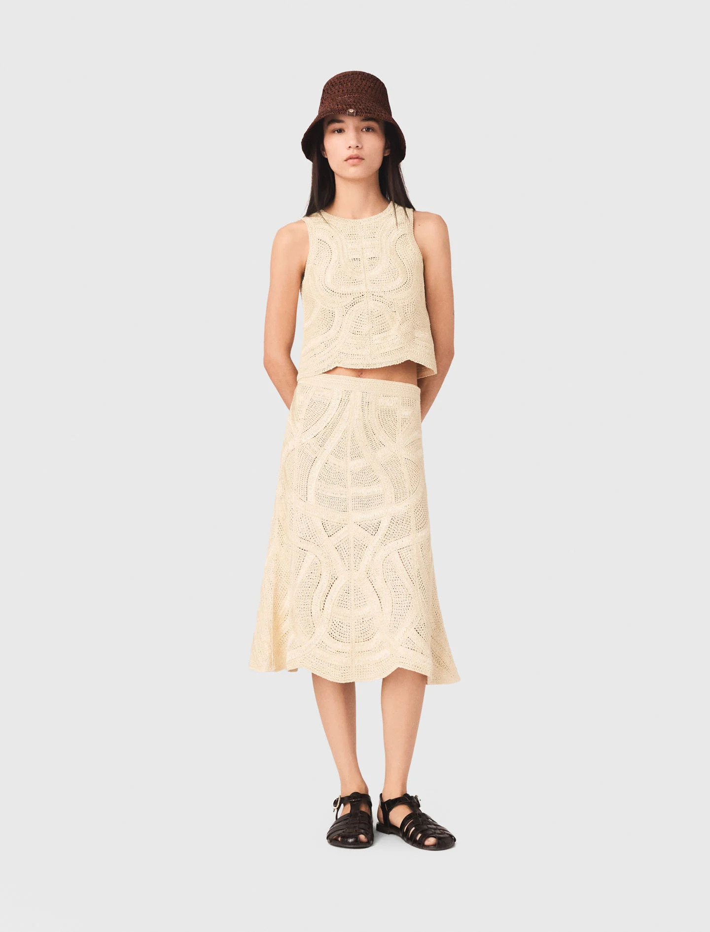 Long crochet skirt Natural for Women | Maje | Maje EU