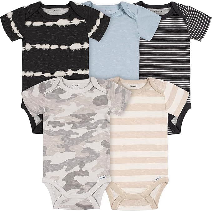 Gerber baby-boys 5-pack Short Sleeve Variety Onesies Bodysuits | Amazon (US)