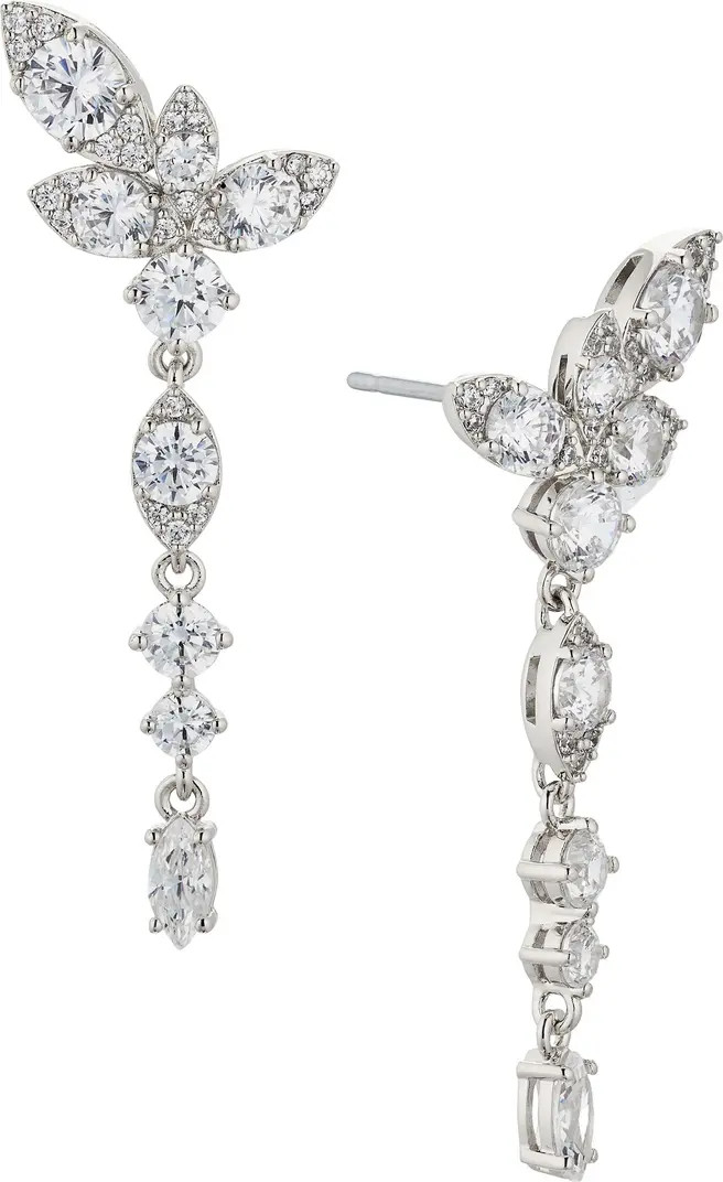 Whimsy Cubic Zirconia Cluster Linear Drop Earrings | Nordstrom Rack