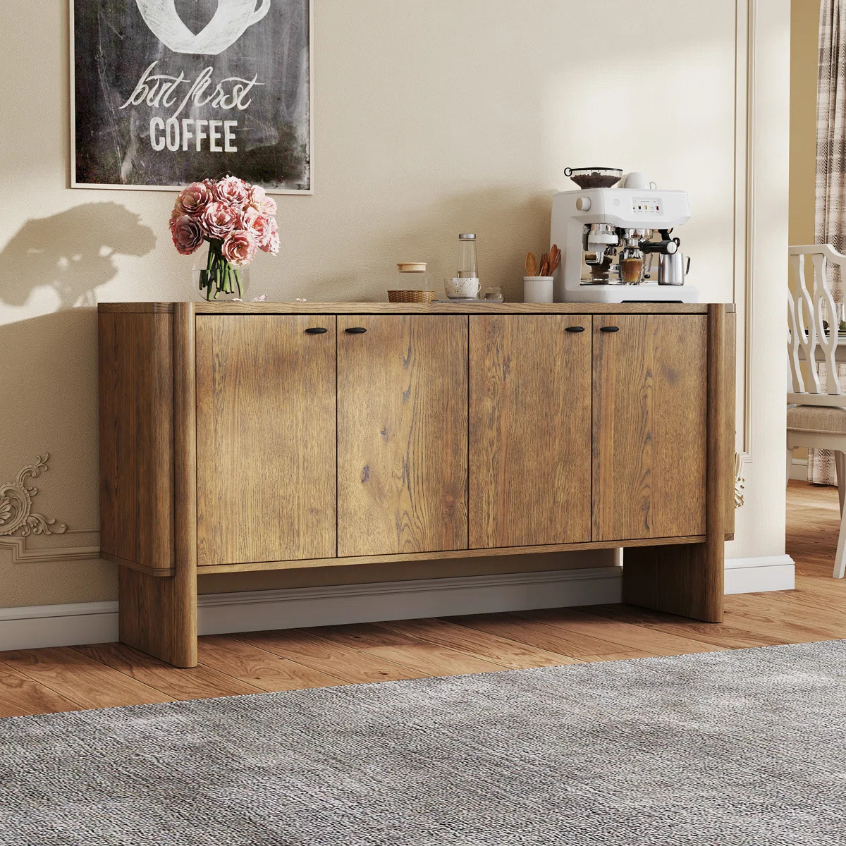 Buffet Storage Cabinet For Dining Room, Kitchen, Wood 4-Door Sideboard With 4 Compartments | Wayfair North America