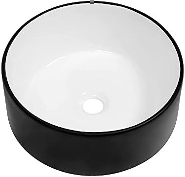 Round Vessel Sink - Sarlai 15.7"x15.7" Modern Bathroom Sink Above Counter Black and White Ceramic Ve | Amazon (US)