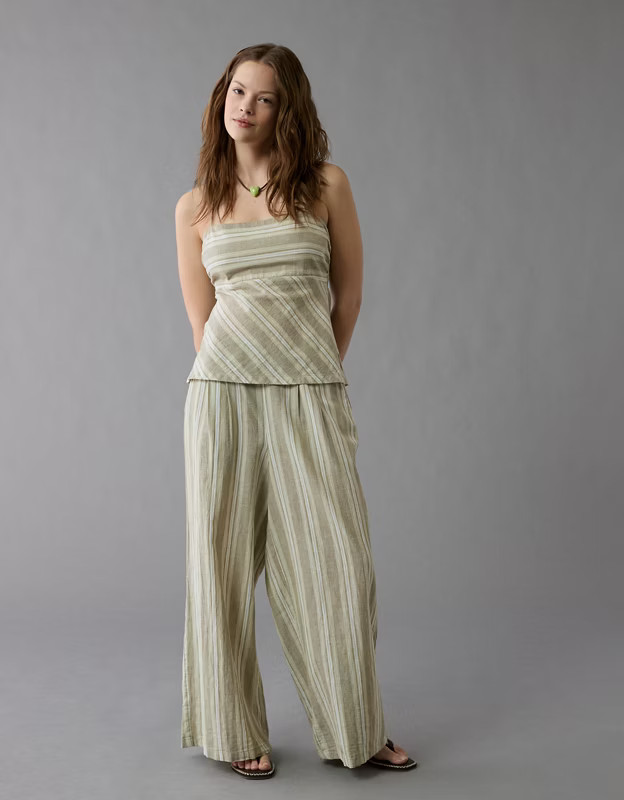 AE Linen-Blend High-Waisted Wide-Leg Pant | American Eagle Outfitters (US & CA)