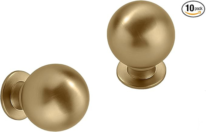 khtumeware 10 Pack 1.1 Inch Brushed Gold Cabinet Knobs Brushed Brass Small Ball Kitchen Cabinet H... | Amazon (US)
