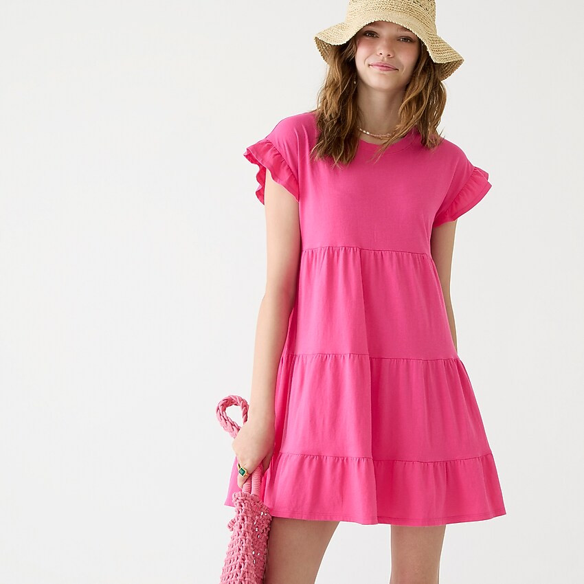 Tiered dress in broken-in jersey | J. Crew US