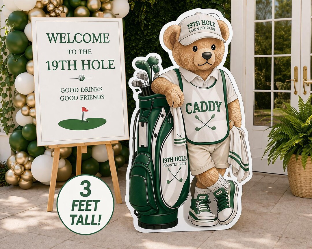Golf Caddy Bear 3FT Prop, Golf Party Decor, Country Club Theme, Preppy Golf Party, Bachelor Party... | Etsy (Global)