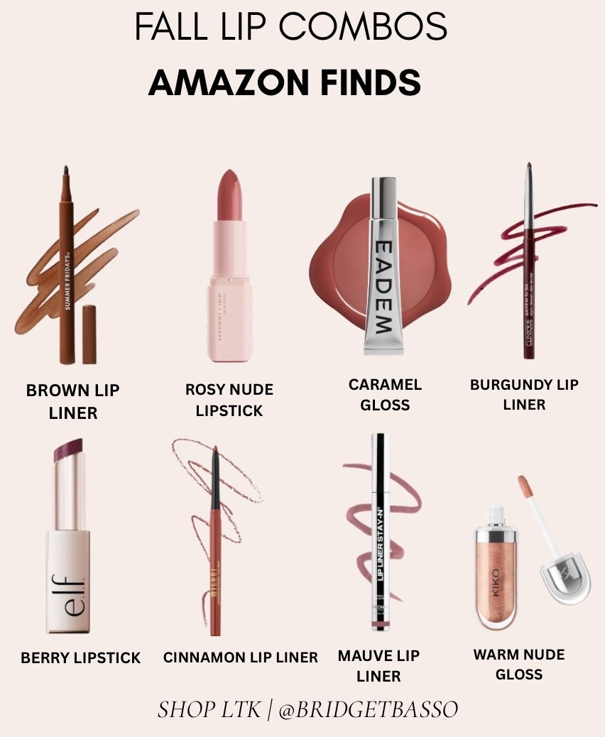 Fall lip colors, covered 🤎 Amazon lip finds to add to your Prime Day list, including brown, cinnamon, mauve and burgundy lip liners paired with rosy nude, caramel, berry and warm nude lip colors.

#LTKselfcare #LTKSaleAlert #LTKBeauty