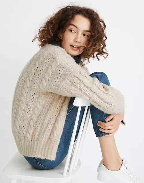 Pointelle Cable Cardigan Sweater | Madewell