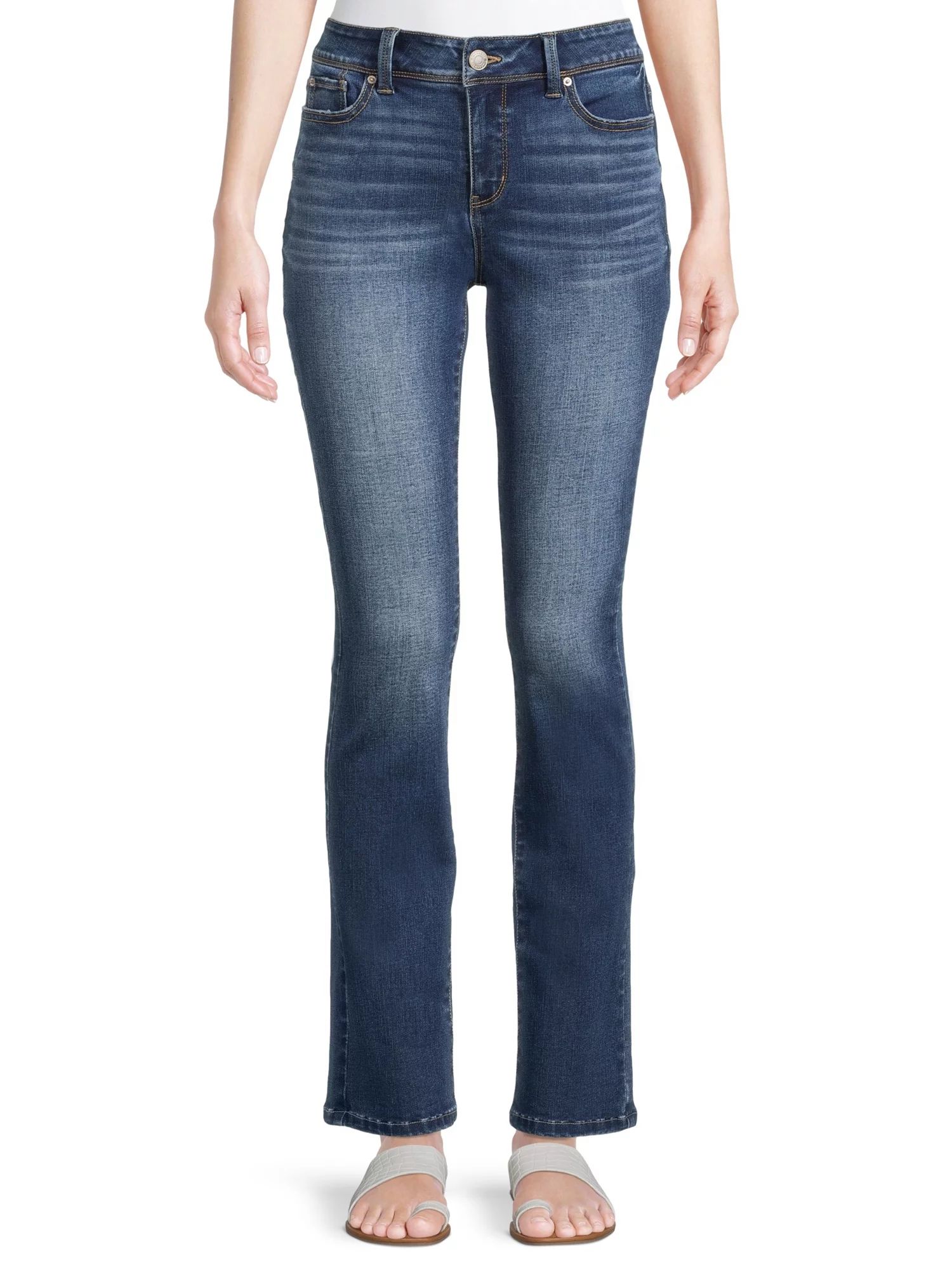 Time and Tru Women's Mid Rise Slim Boot Jeans - Walmart.com | Walmart (US)