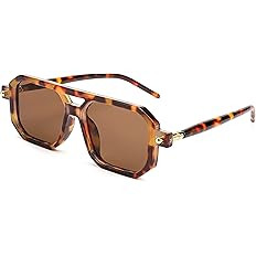 FEISEDY Vintage Square 70s Flat Aviator Sunglasses Women Men Classic Retro Stylish Frame UV400 Su... | Amazon (US)