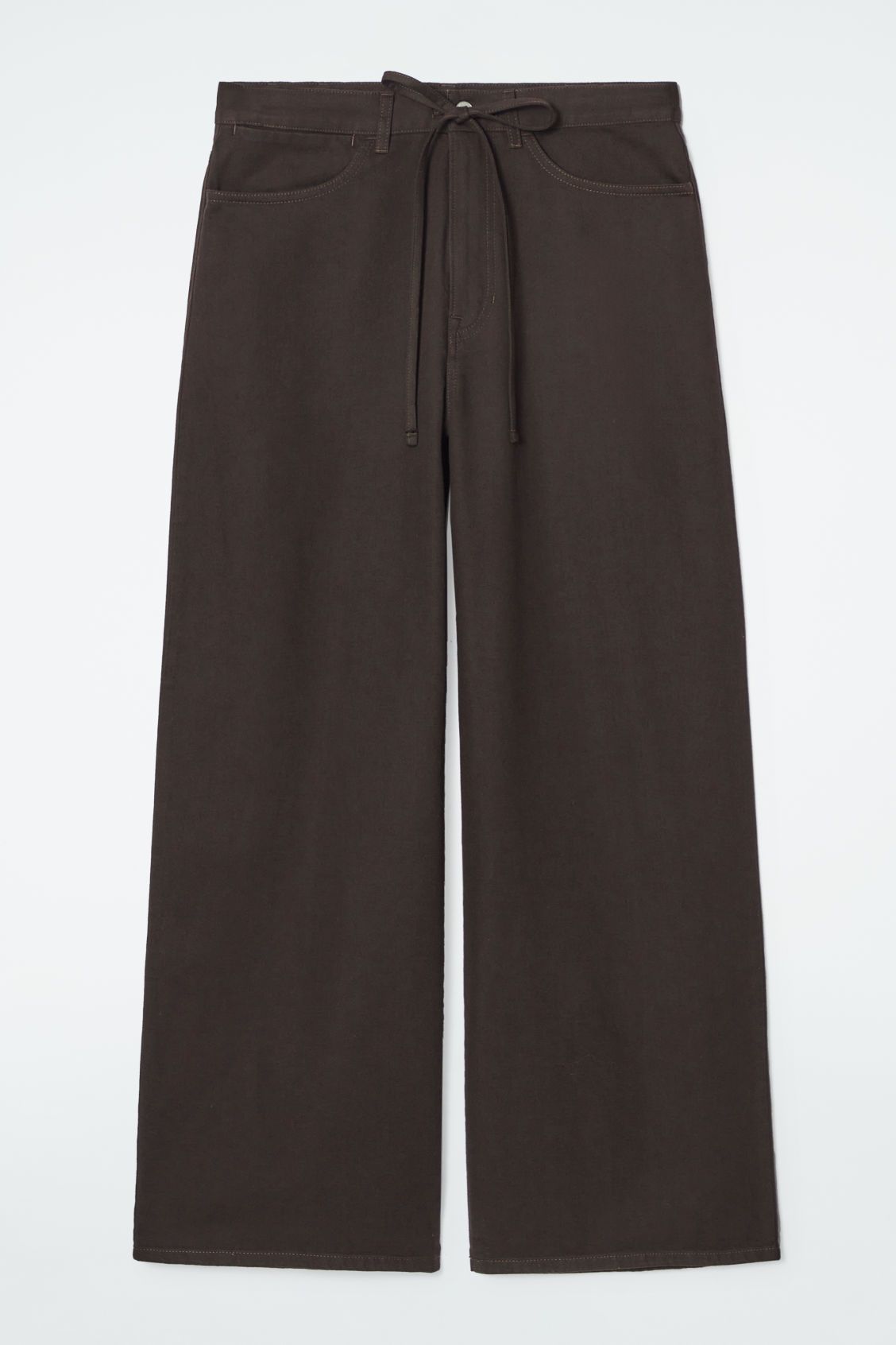 WIDE-LEG DRAWSTRING PANTS - DARK BROWN - Trousers - COS | COS (US)