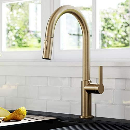 Kraus KPF-2820SFACB Oletto Single Handle Pull-Down Kitchen Faucet, 17 Inch, Antique Champagne Bro... | Amazon (US)