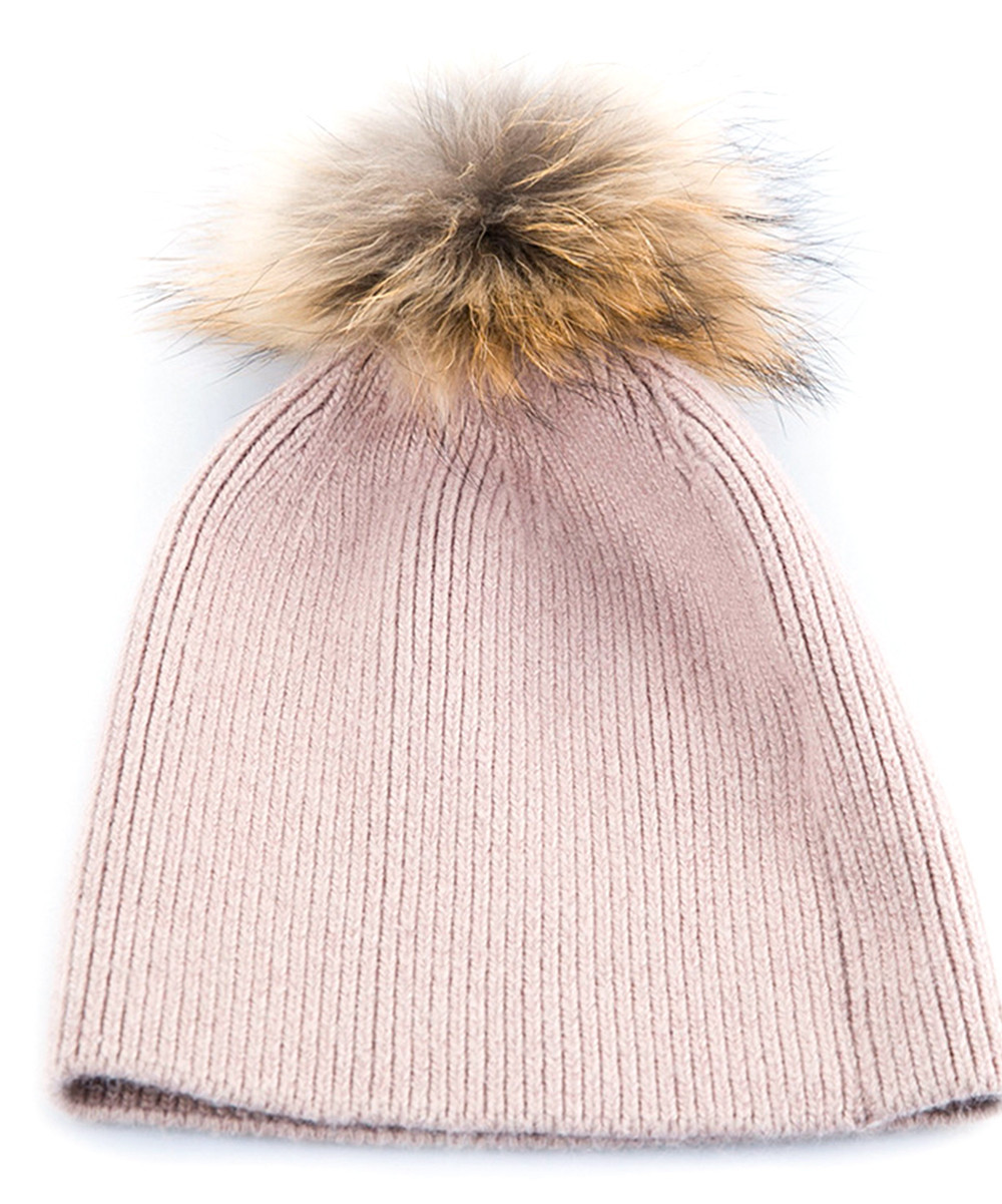 Pink Wool-Blend Pom-Pom Beanie | zulily