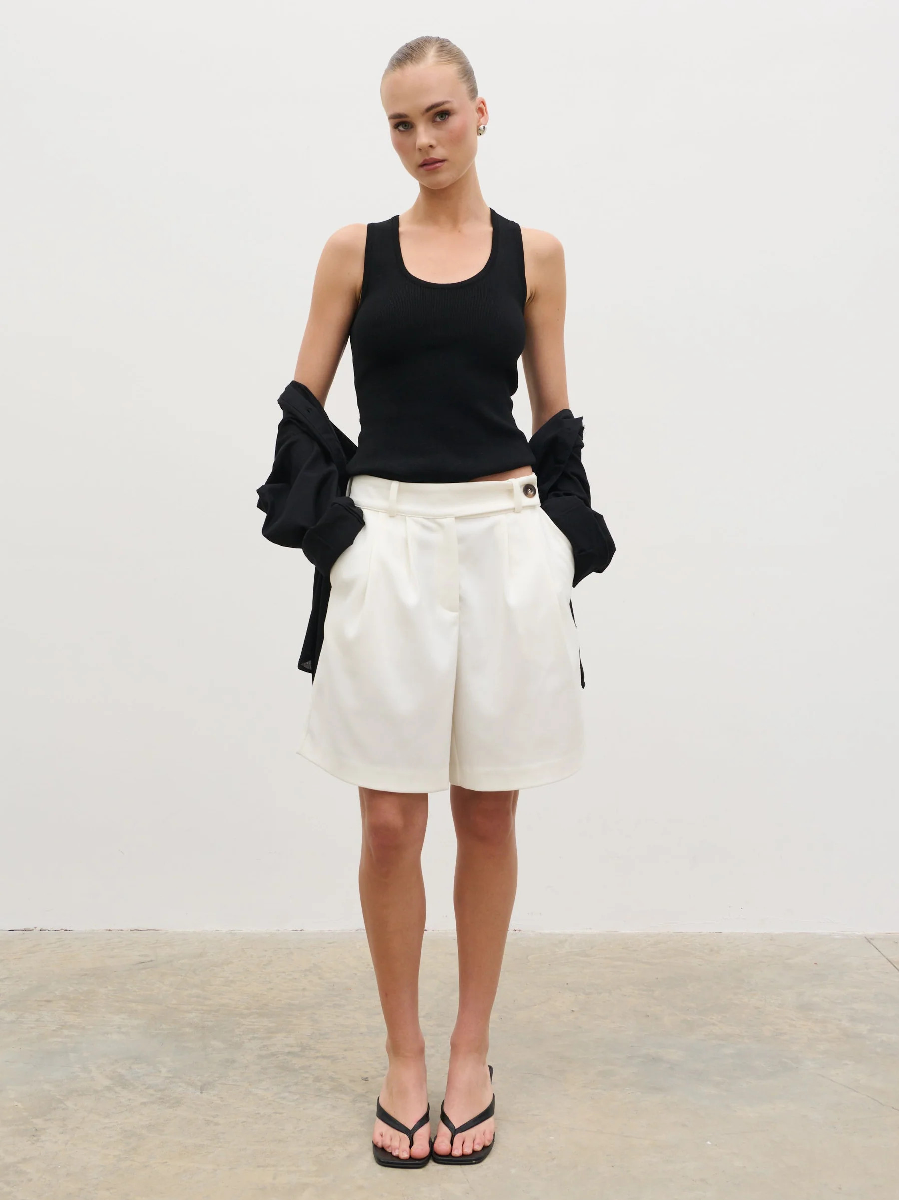 Amelise Bermuda Shorts - Cream | Pretty Lavish (UK)