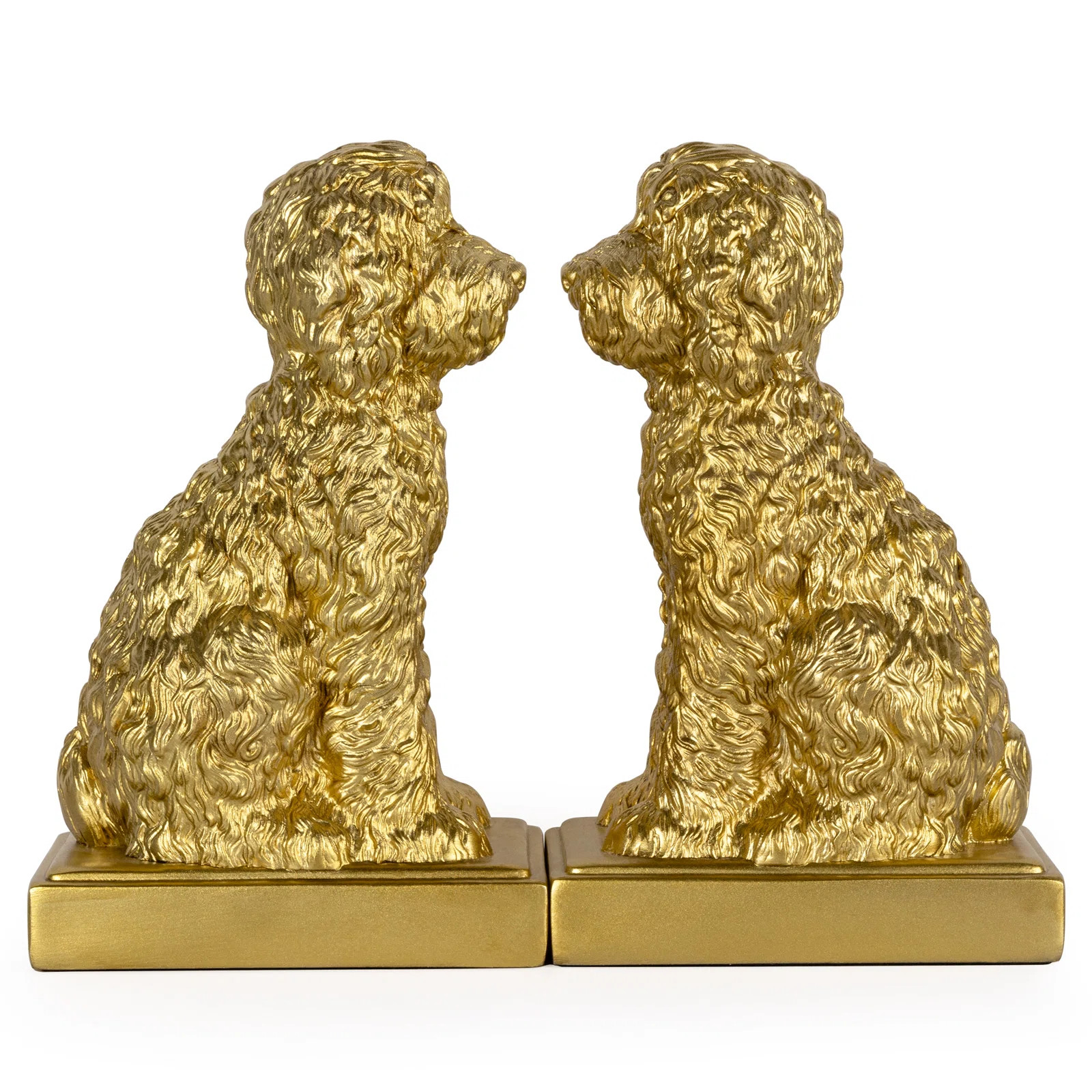 Set Of 2 Gold Poodle Dog Bookends – Elegant Decorative Book Ends For Shelves, Modern Home Offic... | Wayfair North America