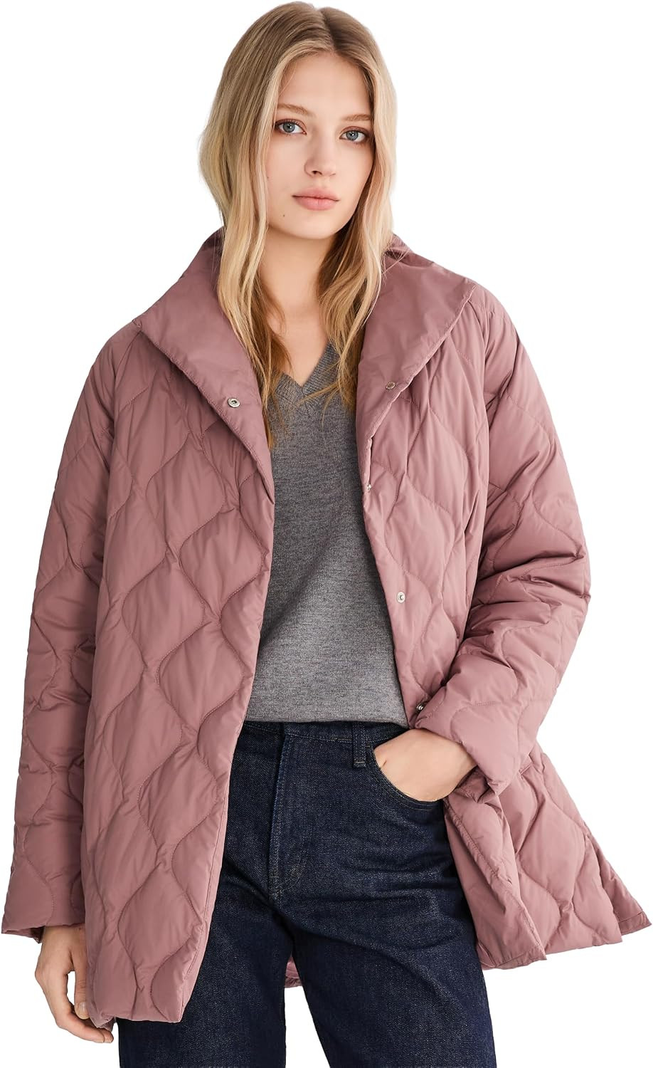 Orolay Women's Oversized Quilted Down Jacket Lightweight Puffer Casual Coat | Amazon (US)