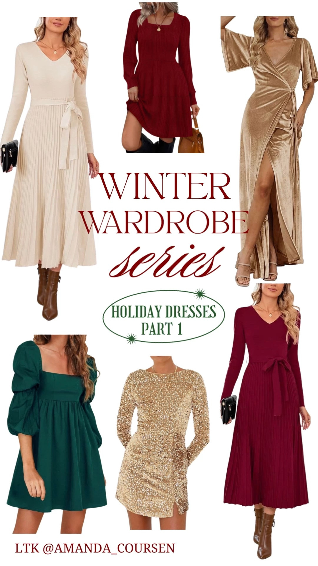 ✨ Winter Wardrobe Series | Part 1: Holiday Dresses ✨
The season of sparkle is here — and I’m kicking off my winter wardrobe series with the prettiest holiday dresses ❄️ From short and flirty to long and elegant, these looks are perfect for parties, date nights, or Christmas photos by the tree.

Which one’s your favorite — long or short? 💃✨
Shop all looks on my LTK! 🛍️ 

#HolidayStyle #WinterWardrobe #LTKFashion #LTKHolidayStyle #HolidayOutfits #ChristmasPartyDress #HolidayLooks #WinterFashion #FestiveStyle #OOTD #LTKInspo
#holidaydresses #greendress #golddress #reddress #holidaydress #longdress #shortdress

#LTKHoliday