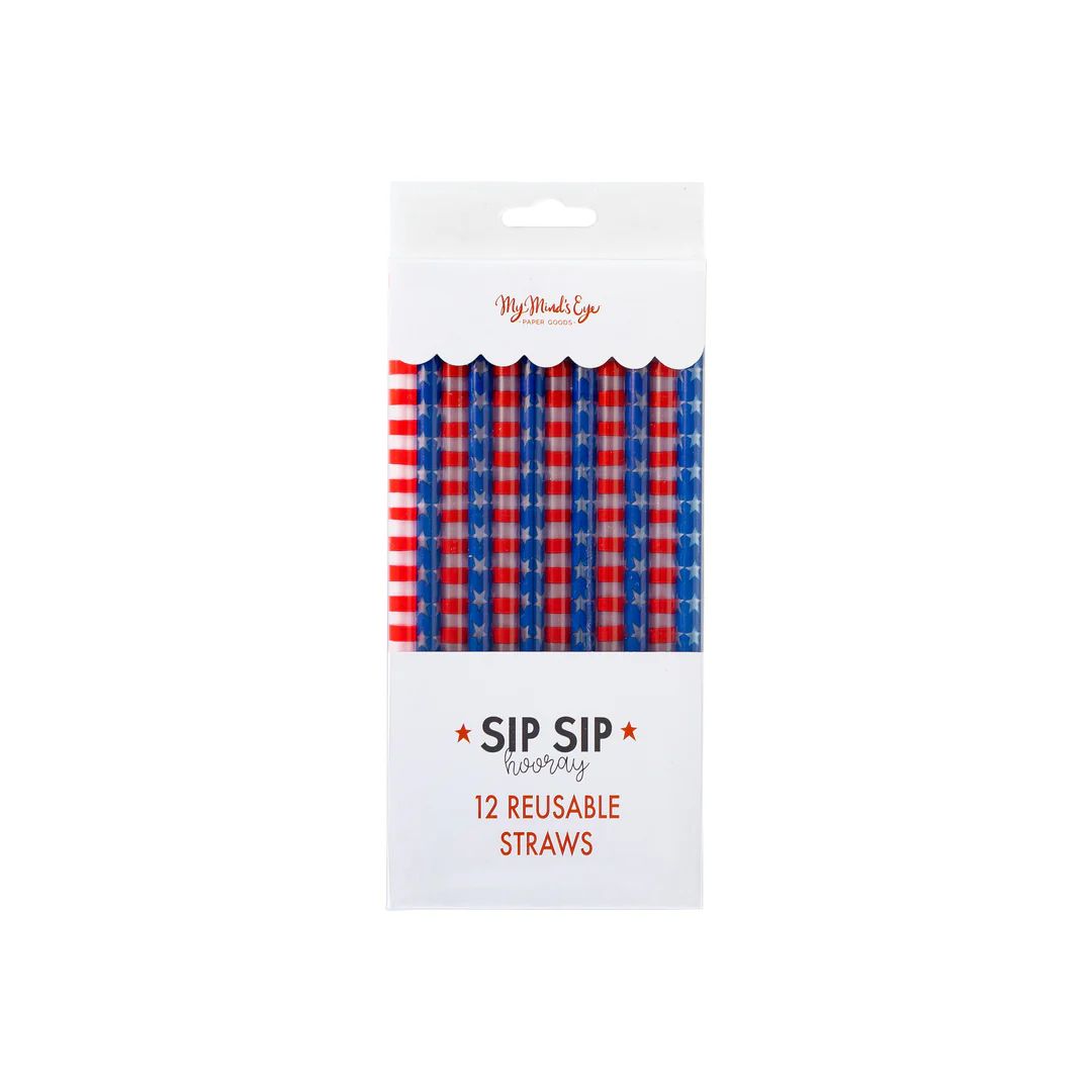 Red Stripe/Blue Star Reusable Straws | My Mind's Eye