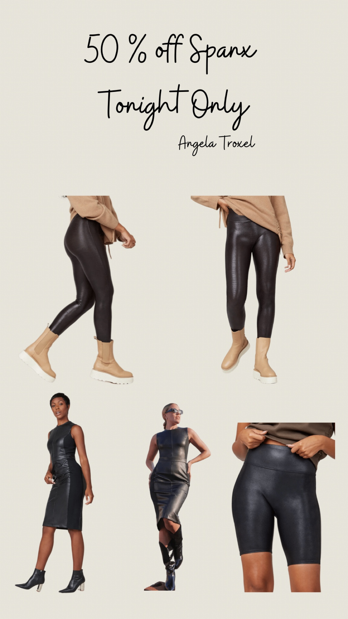 Womens Spanx sale 50 percent off. Biker shorts, leather pants, pleather pants, pleather leggings, pleather dress, leather dress. Black dress, legging and shorts

#LTKsalealert #LTKstyletip #LTKunder100