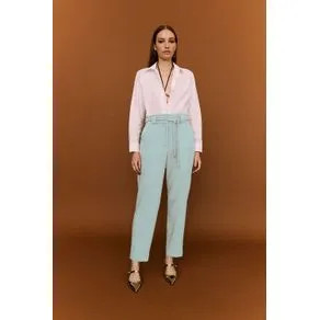 Calça crepe cós elástico azul aquamarine 46 | OffPremium (BR)