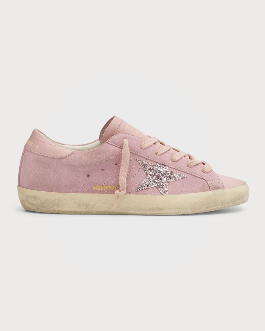 Golden Goose Superstar Suede Glitter Low-Top Sneakers | Neiman Marcus