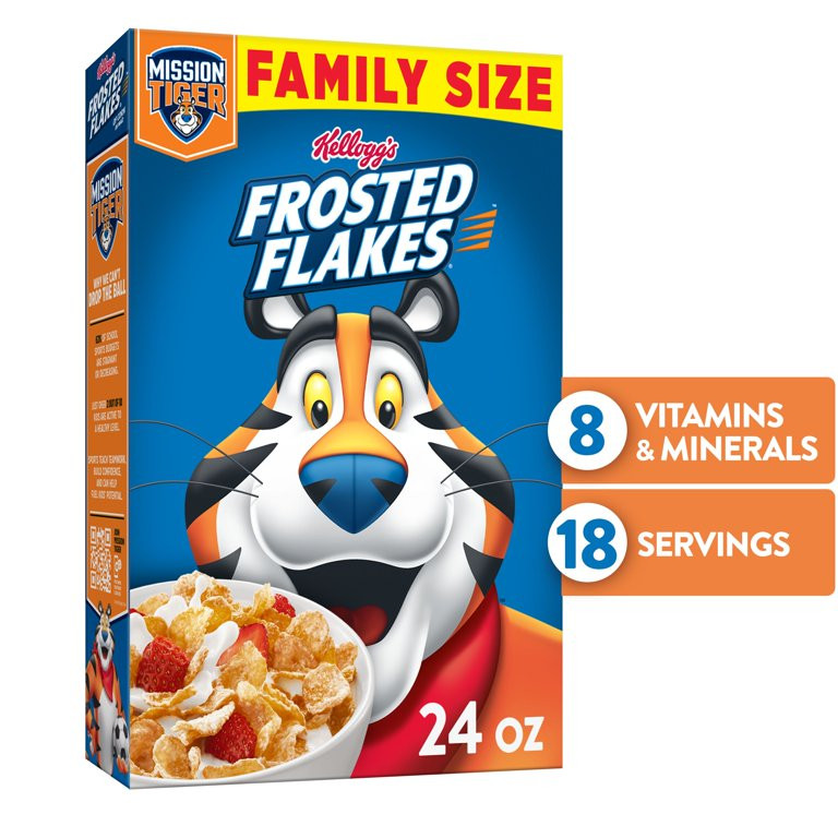Kellogg's Frosted Flakes Breakfast Cereal, Kids Snacks, Original, 24 Oz, Box | Walmart (US)