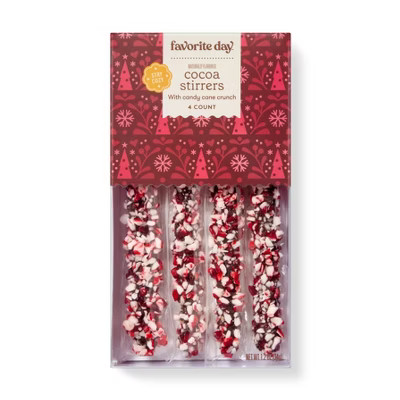 Christmas Dark Chocolaty Coated Stirrers with Peppermint Crunch - 1.2oz - Favorite Day™ | Target