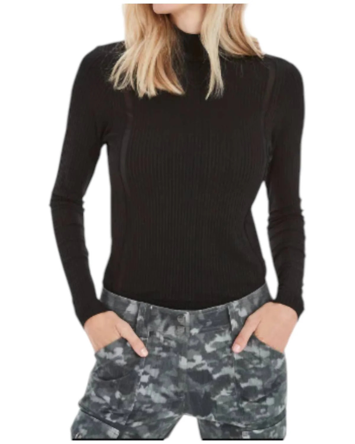 Halsey Ribbed Turtle Neck Top In Black | Shop Simon