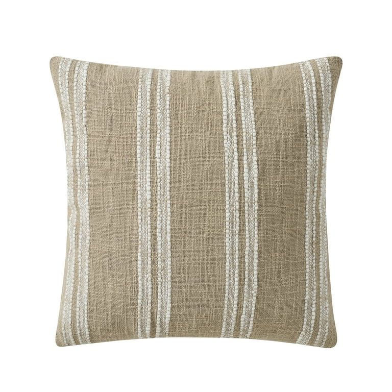 My Texas House 18" x 18" Singa Stripe Taupe Reversible Cotton Slub Decorative Pillow | Walmart (US)