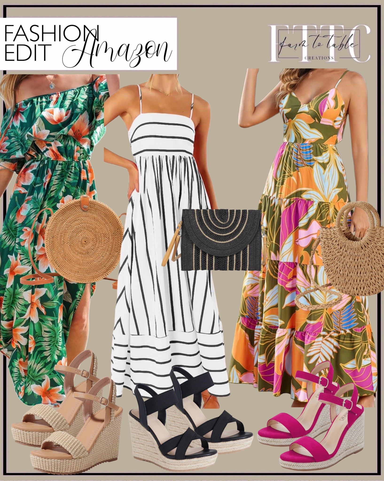 Amazon Summer Dress Edit | Tropical Prints, Stripes & Statement Sandals

Follow @farmtotablecreations on Instagram for more outfit inspo 🤍

If you’re looking for easy, throw-on-and-go summer outfits… this is it ☀️ These dresses are lightweight, flattering, and perfect for everything from vacation nights to weekend brunch. I love the mix of bold tropical prints, classic black + white stripes, and those fun pops of color paired with statement wedges and woven bags.

Effortless, eye-catching, and so easy to style all season long 🤍

#amazonfashion #summerdresses #wedgesandals #womensfashion #vacationoutfits #ootd #ootn

amazon fashion finds | summer dresses women | tropical print dress | striped maxi dress | colorful summer outfits | wedge sandals | platform sandals | woven handbags | beach vacation outfits | resort wear | brunch outfits | vacation style | summer wardrobe | affordable fashion | amazon finds | womens clothing | statement sandals | casual chic outfits | warm weather outfits | easy summer style | flowy dresses | beach outfits | summer outfit inspo | bold prints outfit | vacation ready looks

#LTKootd #LTKSaleAlert #LTKOver40