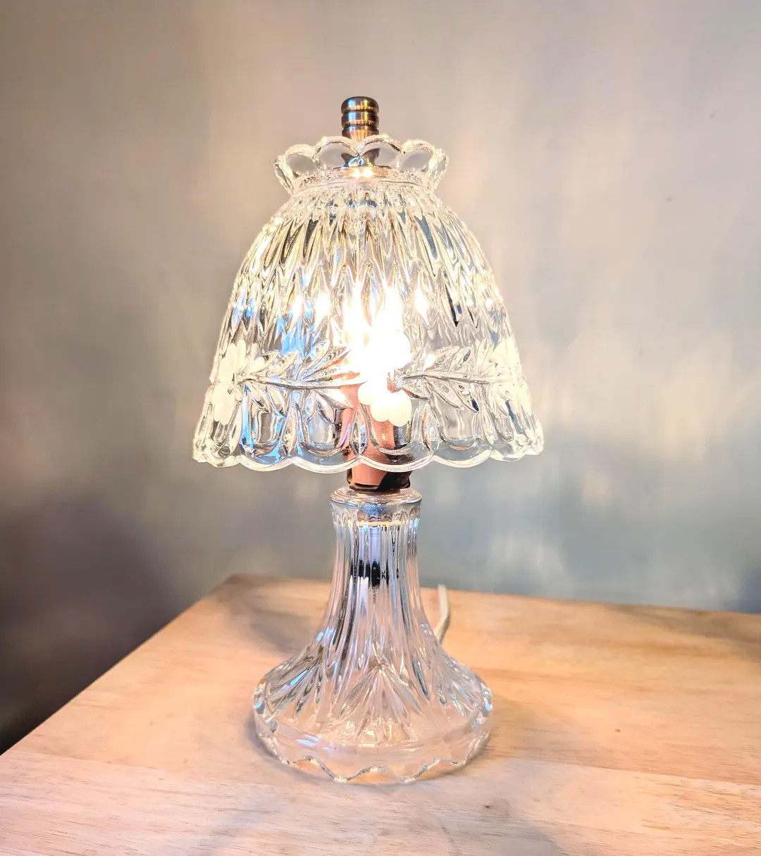 Vintage Princess House Heritage Crystal Table Lamp, Etched Floral Glass, Cottagecore Decor - Etsy | Etsy (US)