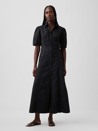 Barrel-Sleeve Maxi Shirtdress | Gap (US)