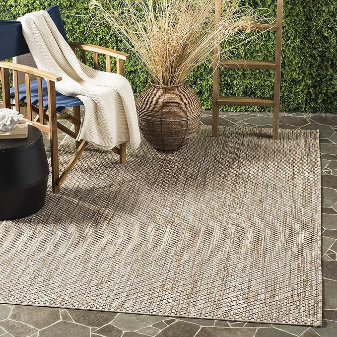 SAFAVIEH Courtyard Collection 5'3' x 7'7' Natural/Black CY8521 Indoor/ Outdoor Patio Backyard Mud... | Amazon (US)