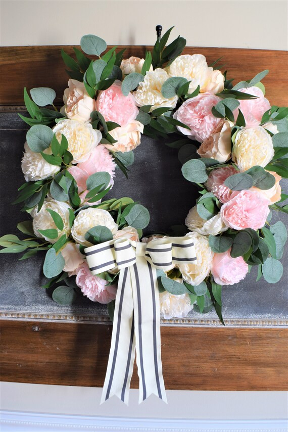NEW Pink and Cream Peony Wreath | Etsy (US)