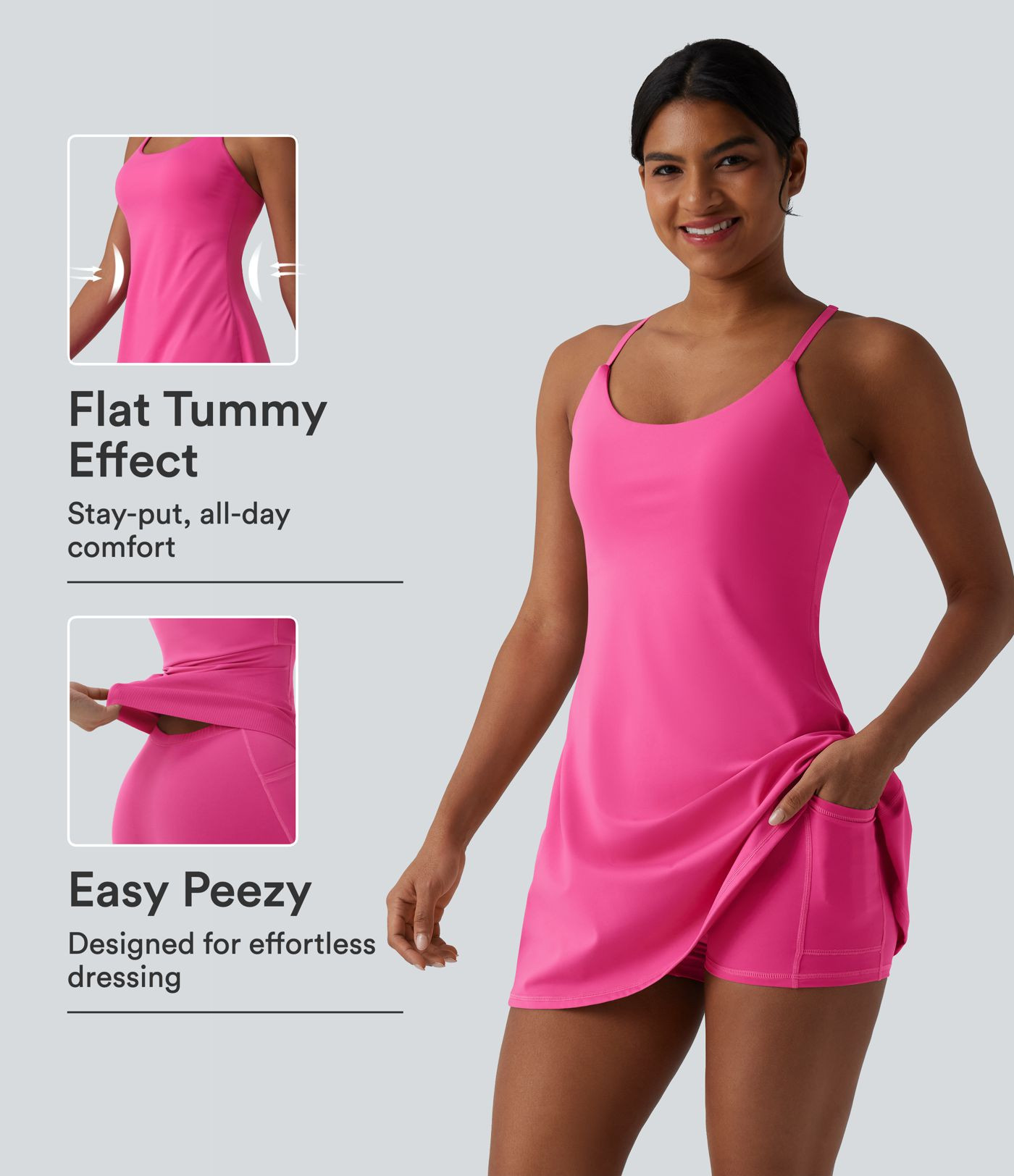 Softlyzero\u2122 Plush Tummy Control Active Dress with Pockets-Easy Peezy Edition | HALARA