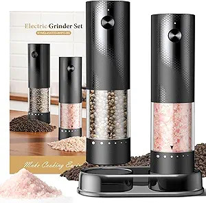 Electric Salt and Pepper Grinder Set - Rechargeable Automatic Salt and Pepper Shakers, Kitchen Ap... | Amazon (US)