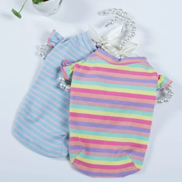 SPRING PARK Dog T-shirt Pet Summer Doggie Clothes Breathable Striped Outfits Puppy T-Shirts Appar... | Walmart (US)