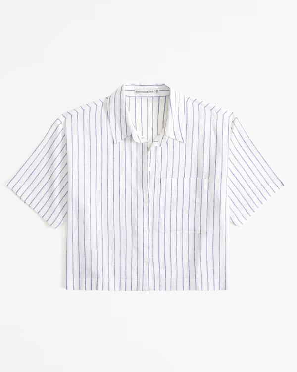 Short-Sleeve Linen-Blend Shirt | Abercrombie & Fitch (US)