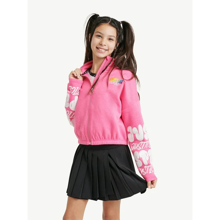 Justice Girls J-Sport Active Full Zip Mock Neck Sweater, Sizes XS-XLP | Walmart (US)