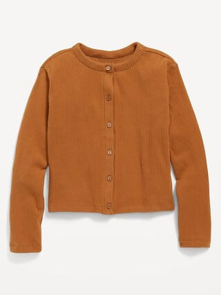 Cozy Cropped Rib-Knit Button-Front Cardigan Sweater for Girls | Old Navy (US)