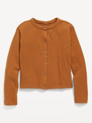 Cozy Cropped Rib-Knit Button-Front Cardigan Sweater for Girls | Old Navy (US)