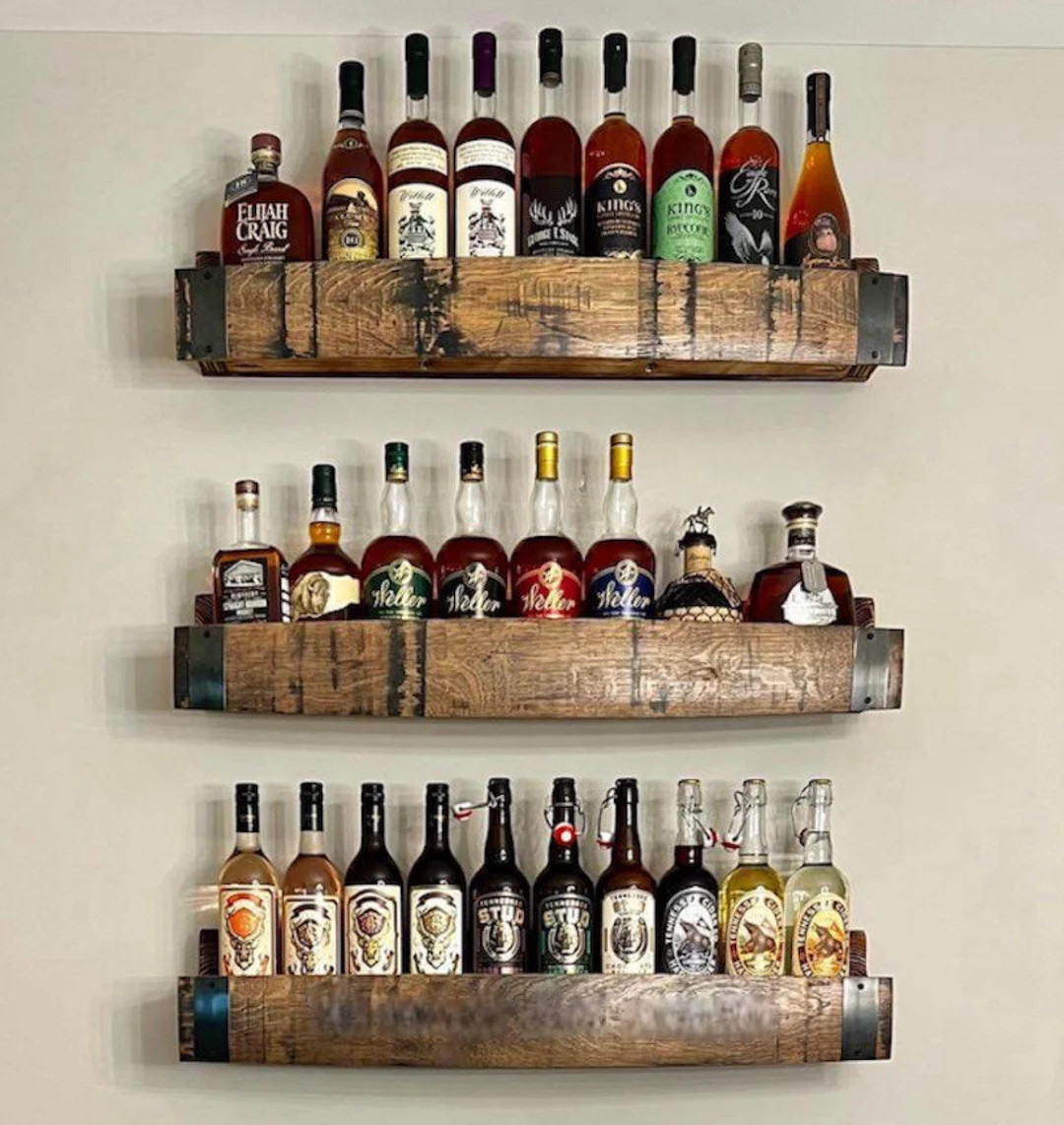 Floating Enclosed Bourbon Barrel Stave Shelf With Free Shipping Shelves/groomsman Gift/rustic Wal... | Etsy (US)