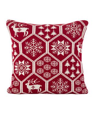 Saro Lifestyle Holiday Fair Isle Design Accent Cushion Polyester Filled Throw Pillow, 18 | Macys (US)