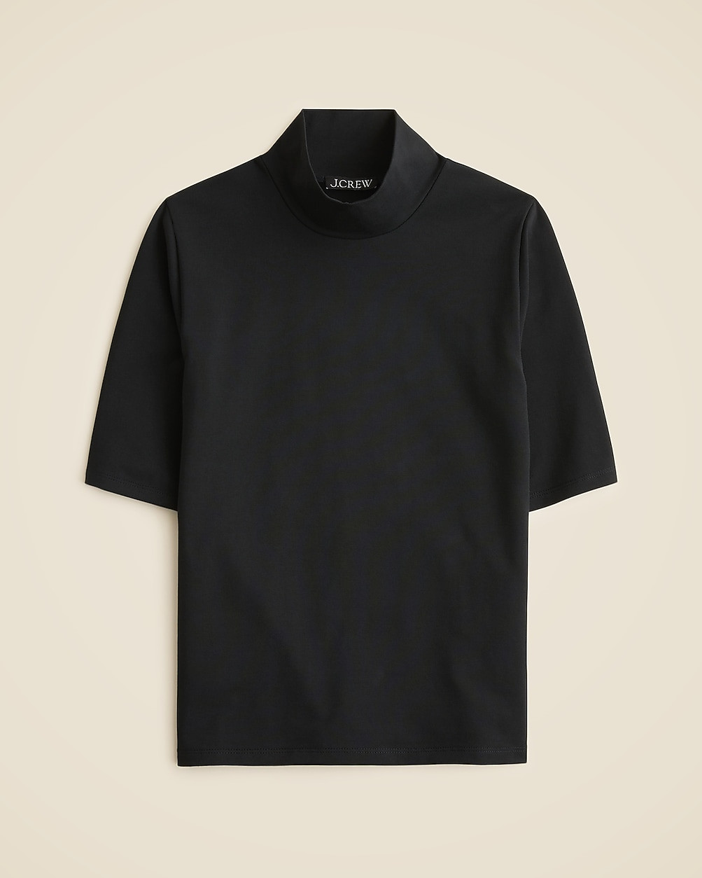 Stretch cotton-blend mockneck elbow-sleeve T-shirt | J. Crew US