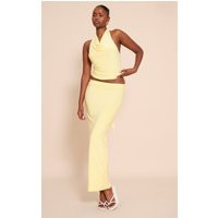 Lemon Double Layer Slinky Mid Rise Maxi Skirt | PrettyLittleThing US