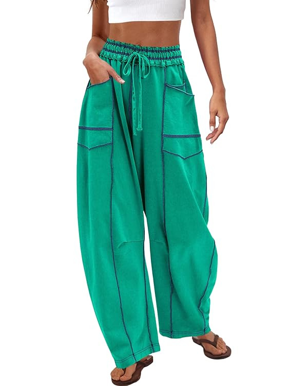 Nirovien Womens Barrel Sweatpants High Waisted Wide Leg Pants Drawstring Athletic Baggy Pants Lou... | Amazon (US)