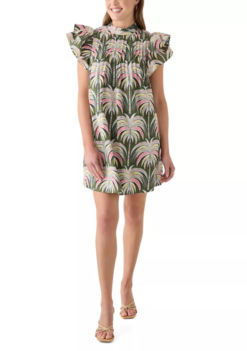 Women's Short Sleeve Printed Smocked Bib Dress | Belk