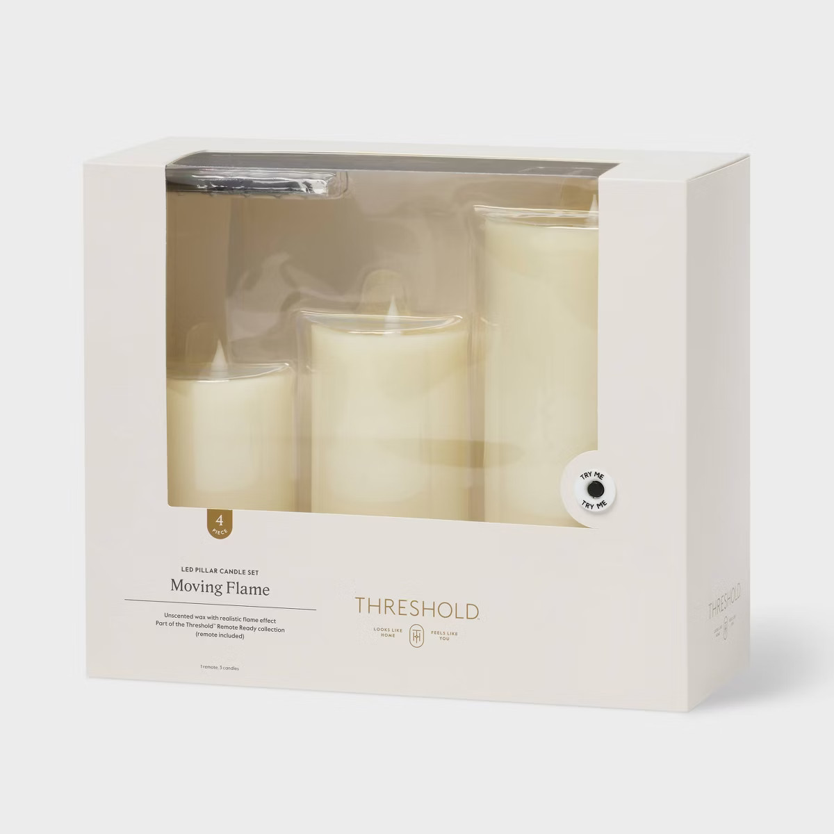 3pk LED Candles Cream - Threshold™: Paraffin Wax, Pillar Style, Indoor/Outdoor Use, Requires AA... | Target